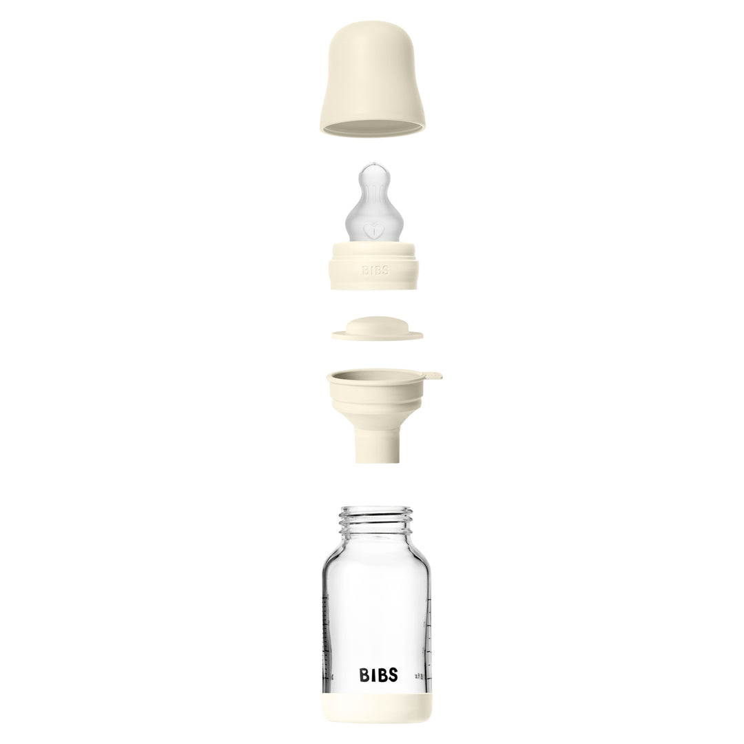 Glasfløska, 120 ml, Silikon, Ivory