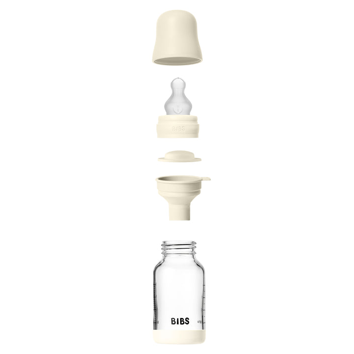 Glasfløska, 120 ml, Silikon, Ivory