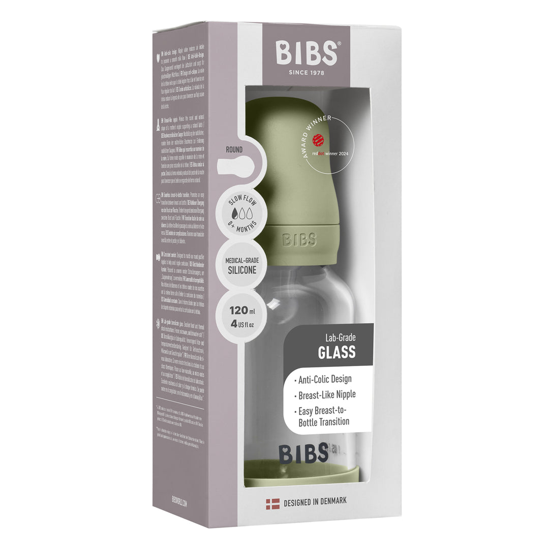 Glasfløska, 120 ml, Silikon, Sage