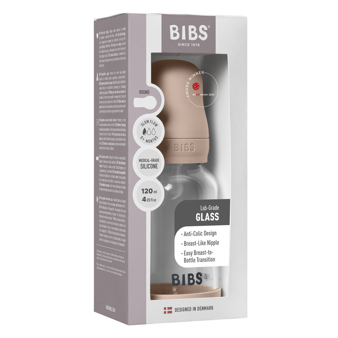 Glasfløska, 120 ml, Silikon, Blush