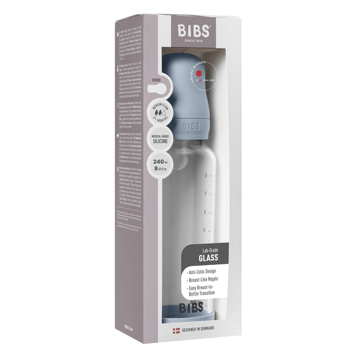 Glasfløska, 240 ml, Silikon, Baby Blush